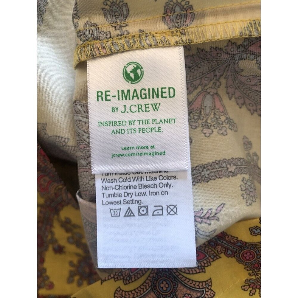 JCrew Collection Womens Size XXS Tie Neck Cotton Top Ratti Paisley Yellow - Picture 6 of 7